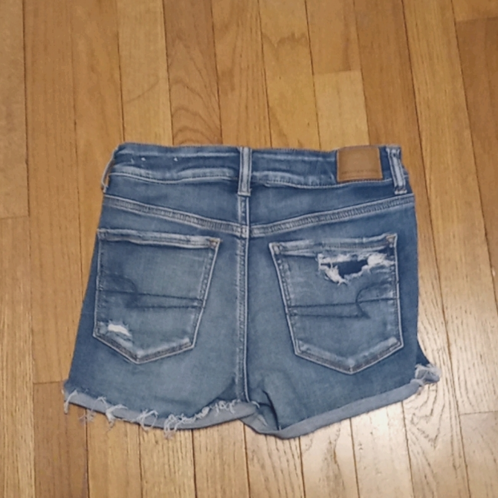 AMERICAN EAGLE HI-RISE SHORTIE JEAN SHORTS 6 - Picture 2 of 5